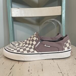 VANS Classic Slip on Purple Checkered Womens Size 10 Lilac Canvas Sneakers